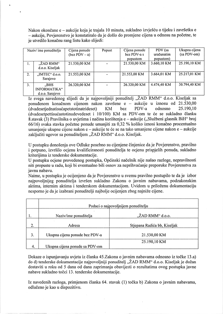 Odluka o izboru najpovoljnijeg ponuditelja 002 1 3