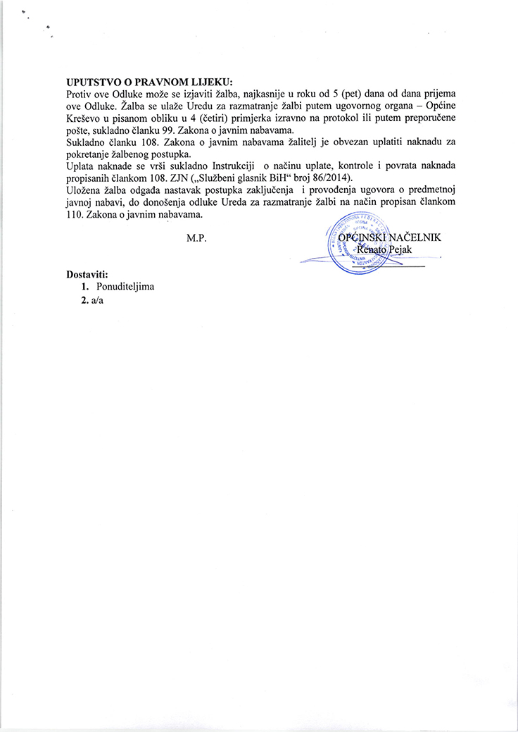 Odluka o izboru najpovoljnijeg ponuditelja 002 1 4