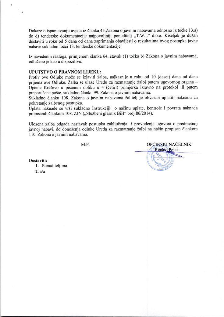 jjODLUKA O IZBORU NAJPOVOLJNIJEG PONUDITELJA 2 4